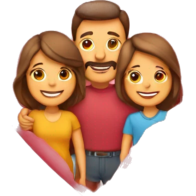 Heart and mom and dad and kids emoji