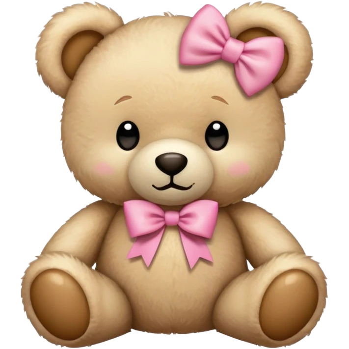 beige teddy bear with pink bow emoji
