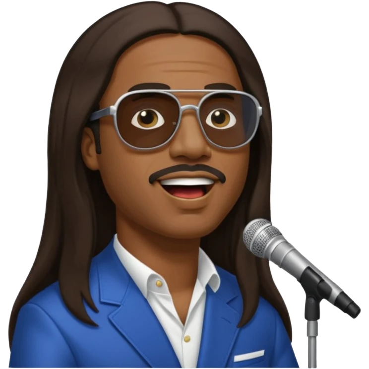 Stevie Wonder with dark brown long hair emoji
