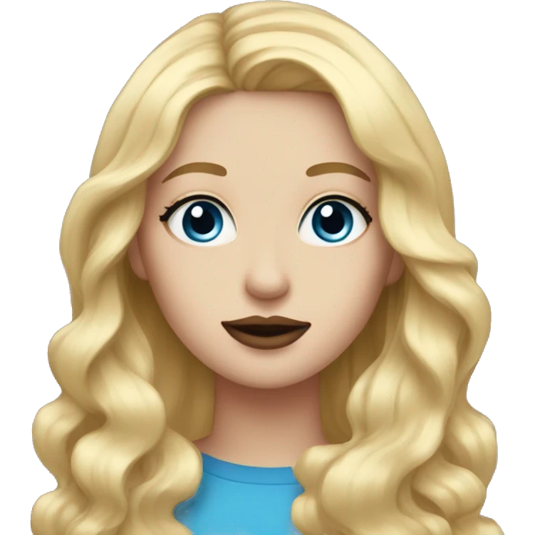 girl long blonde hair blue eyes and cherry lipstick emoji