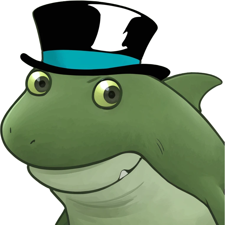 Shark with a top hat emoji