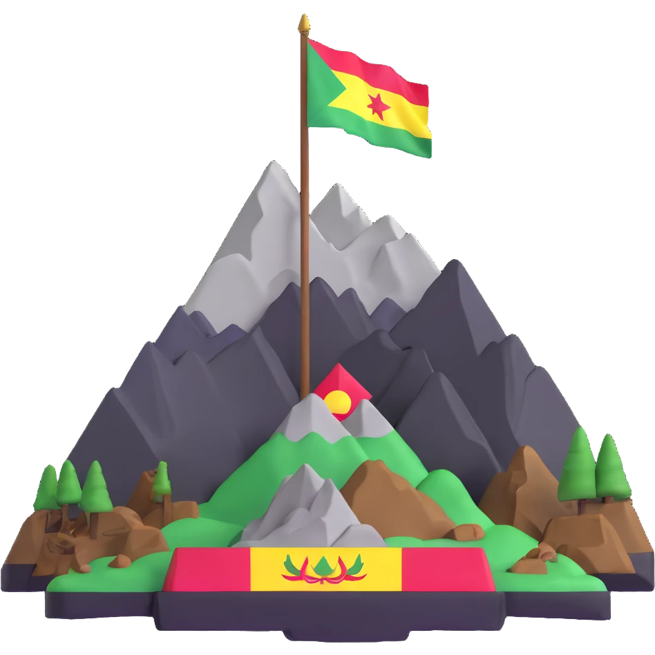 Mountain with Kurdish flag and ancient artifacts emoji
