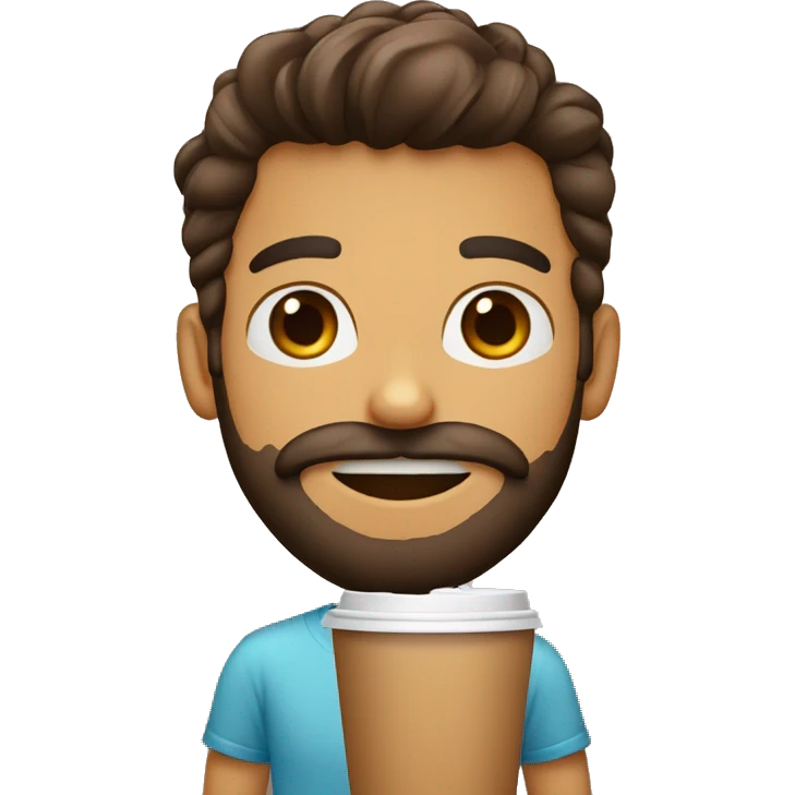 homem com barba com um copo café emoji