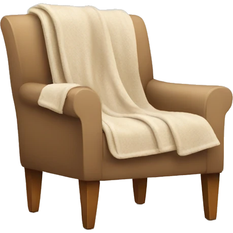 Beige Armchair with Cozy blanket and book emoji