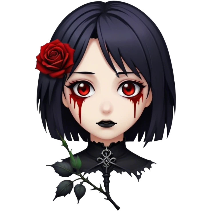 Bloody black rose anime gothic emo  beautiful gorgeous cool edgy lady emoji