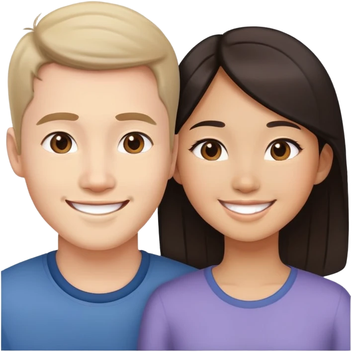 Asian girl and white guy married couple emoji
