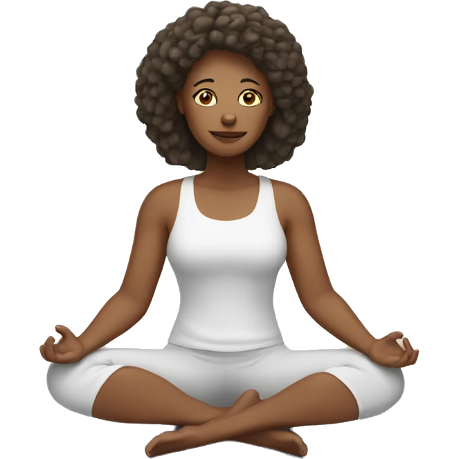 one white woman sitting in yoga pose emoji
