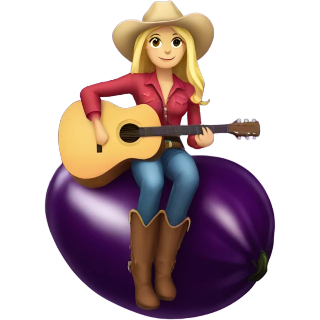 Blonde cowgirl sitting on eggplant  emoji