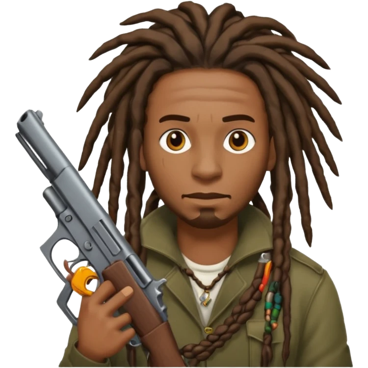 man with dreads and gun emoji