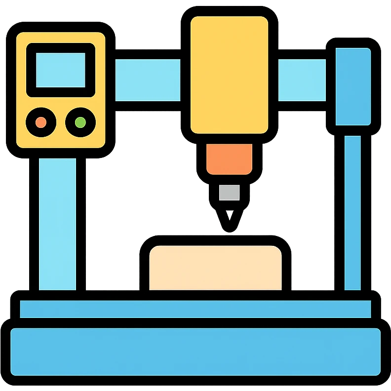 a CNC machine, simplified, flat icon style emoji