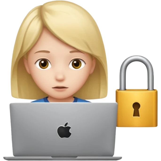 computer screen with a lock and a child figure emoji