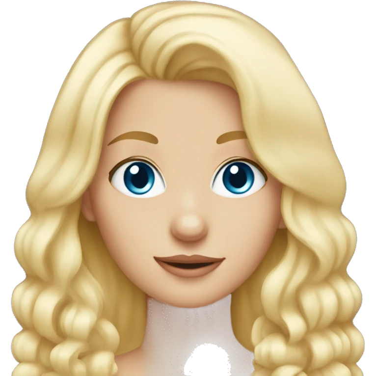 Blonde girl blue eyes holding spitz  emoji