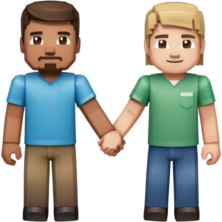 Minecraft Steve and Alex holding hands emoji