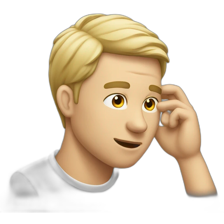 white man touch his ear emoji