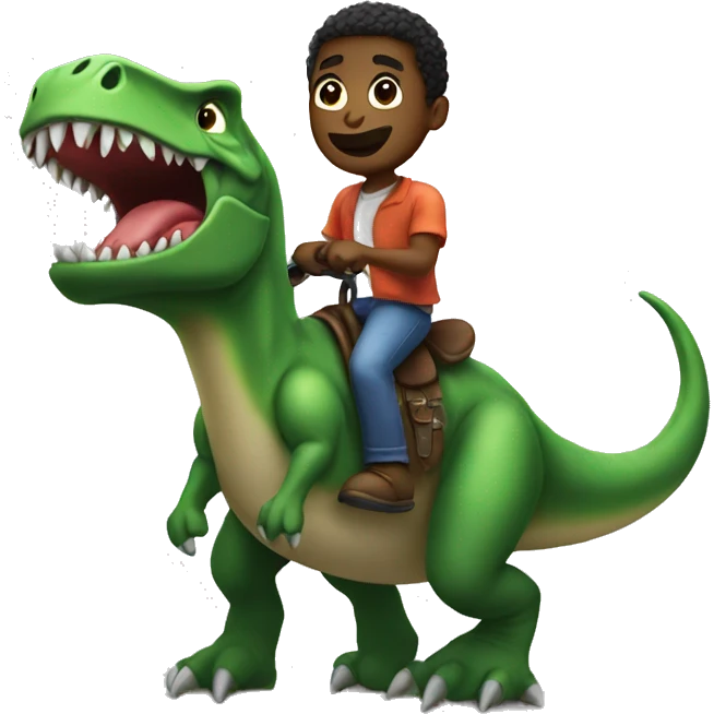 Black guy riding a dino emoji