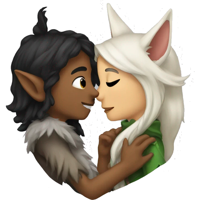 am elf and wolf kissing  emoji