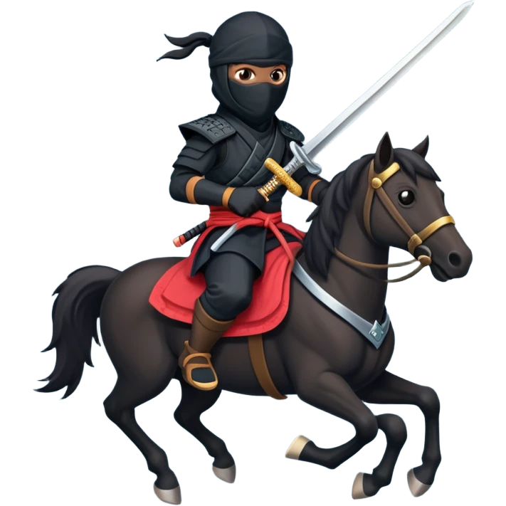 Ninja ride on horse and hold sword emoji