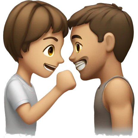 A girl punching a guy with brown short hair  emoji