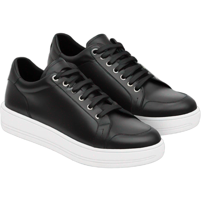 LANVIN Black Leather Curb Sneakers emoji