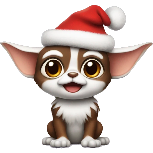 Cute gizmo the movir gremlins with Christmas hat emoji