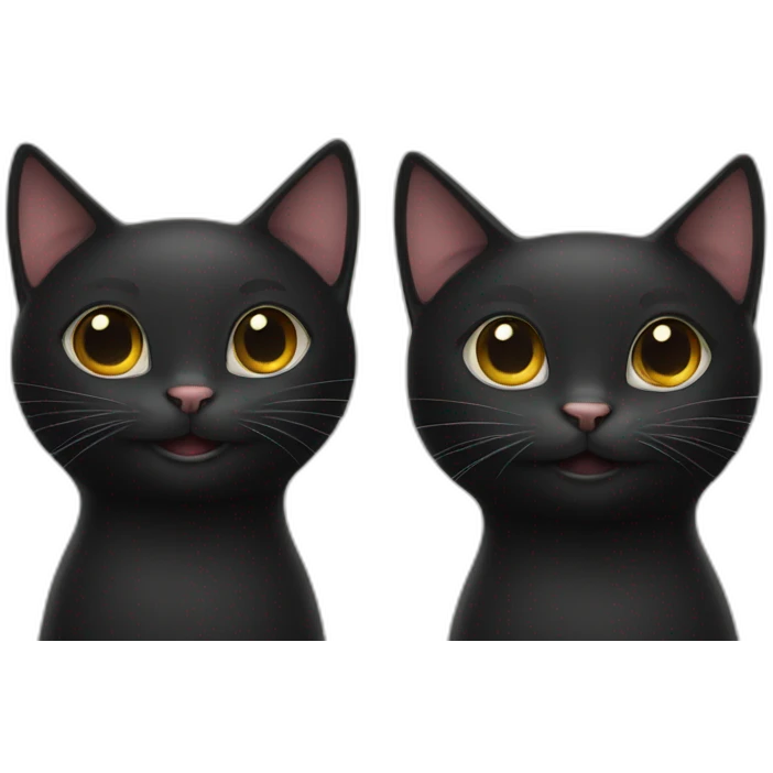 Two black cats smiling emoji