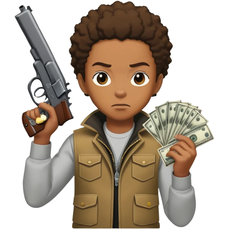 riley from boondocks holding a gun and money  emoji