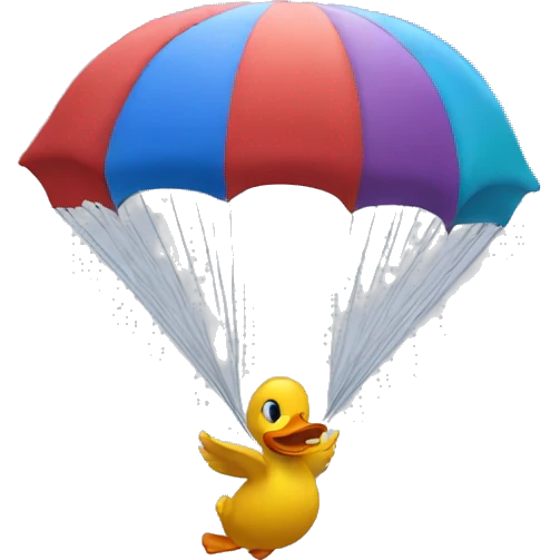 A duck parachuting emoji