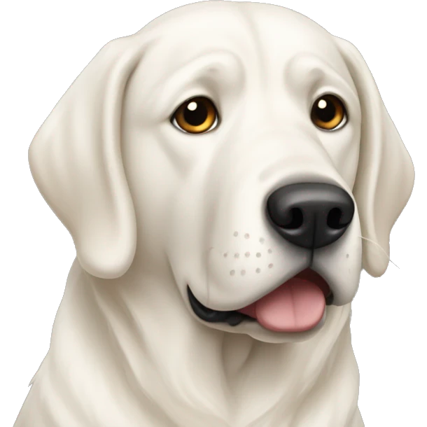 Big white dog looking like a labrador but a bit short like datchoond emoji