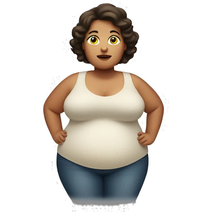 Obese brunette woman with large belly emoji