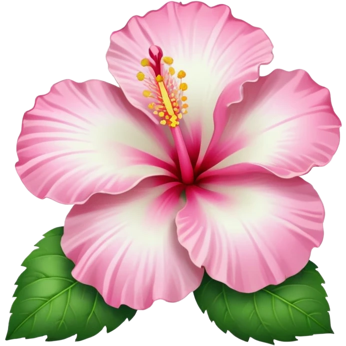 light white hibiscus flower with a pink centre in the style of apple emoji emoji