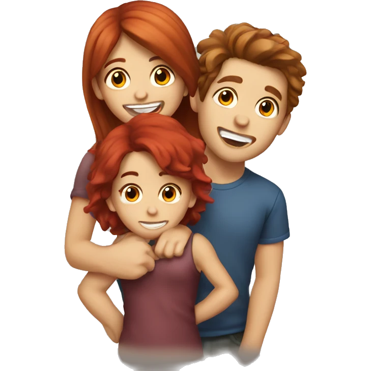 A brown hair girl biting red hair boy emoji