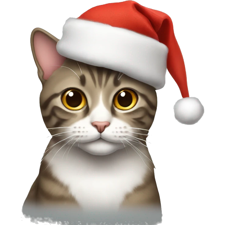 Cat wearing a Christmas hat emoji