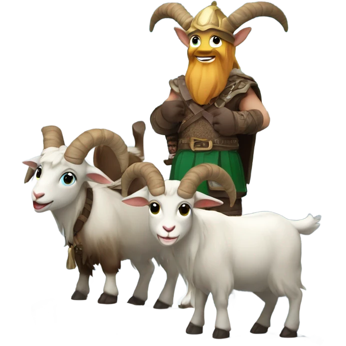 Happy New year celebration with three goats on top of a mountain wearing Viking outfits  emoji