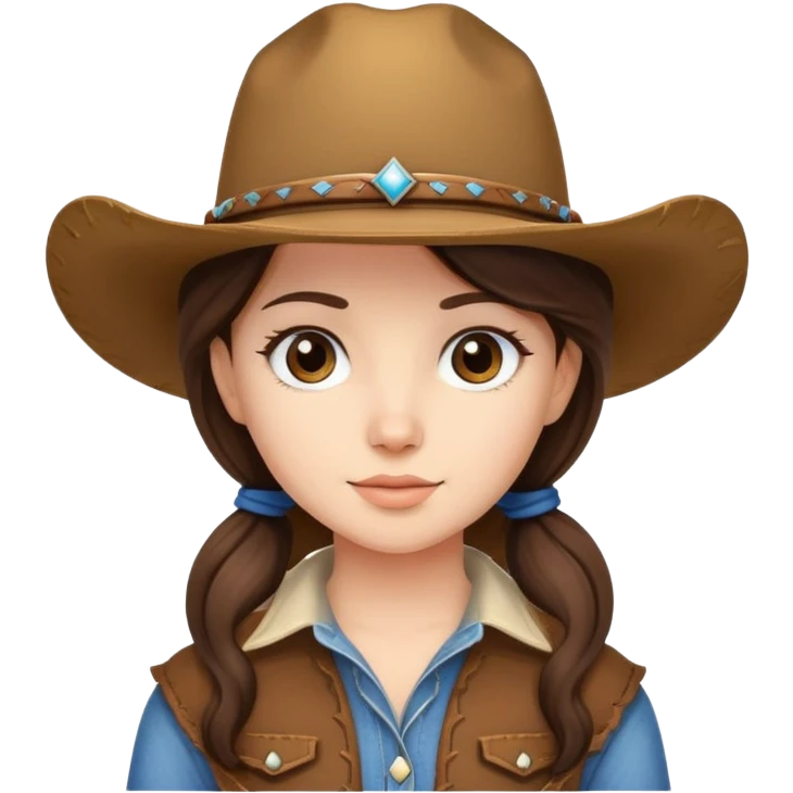 Young girl with brunette hair with a cowboy hat on  emoji