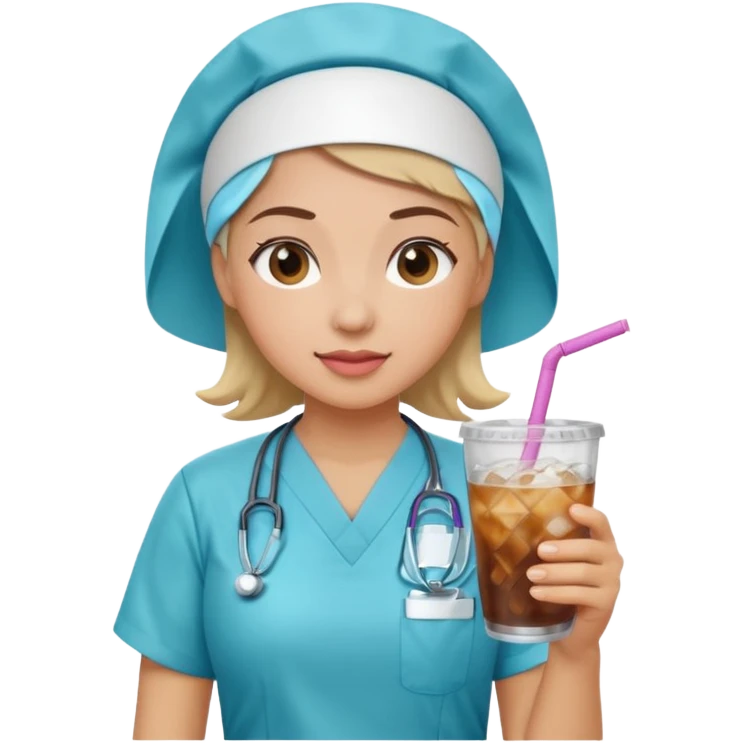 nurse holding iced drink emoji