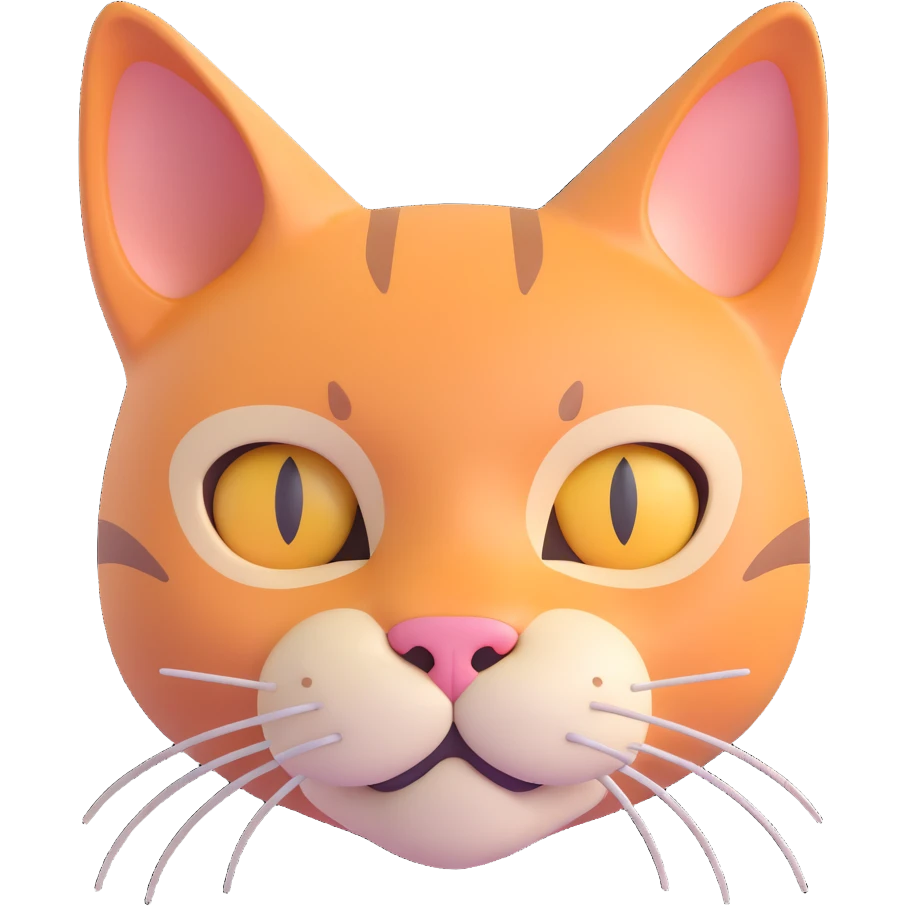 猫头, 3D渲染风格, 逼真, 细节丰富 emoji