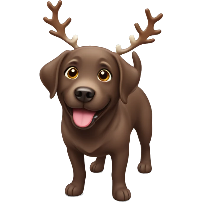 happy chocolate labrador with reindeer emoji