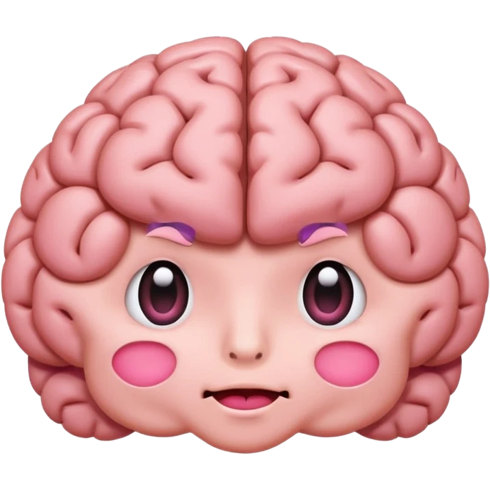 brain with cute face emoji