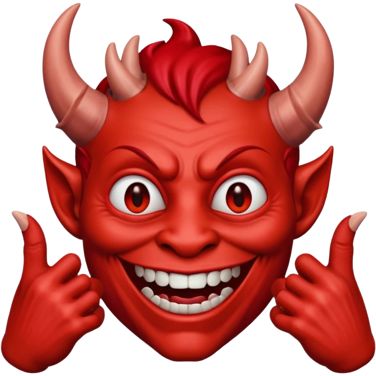 un diablo feliz con unos dedos groseros en los lados emoji