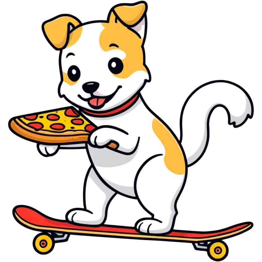 Dog on a skateboard eating pizza  emoji