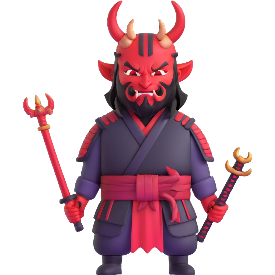 Devil samurai with prominent red horns emoji