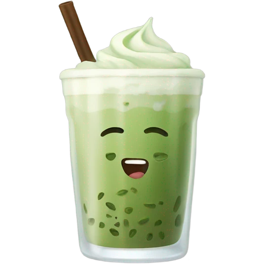 Iced matcha latte in a curvy glass  emoji