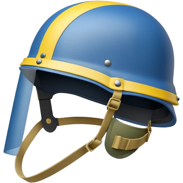 Ukrainian military helmet with blue and yellow colors, combat kevlar helmet emoji