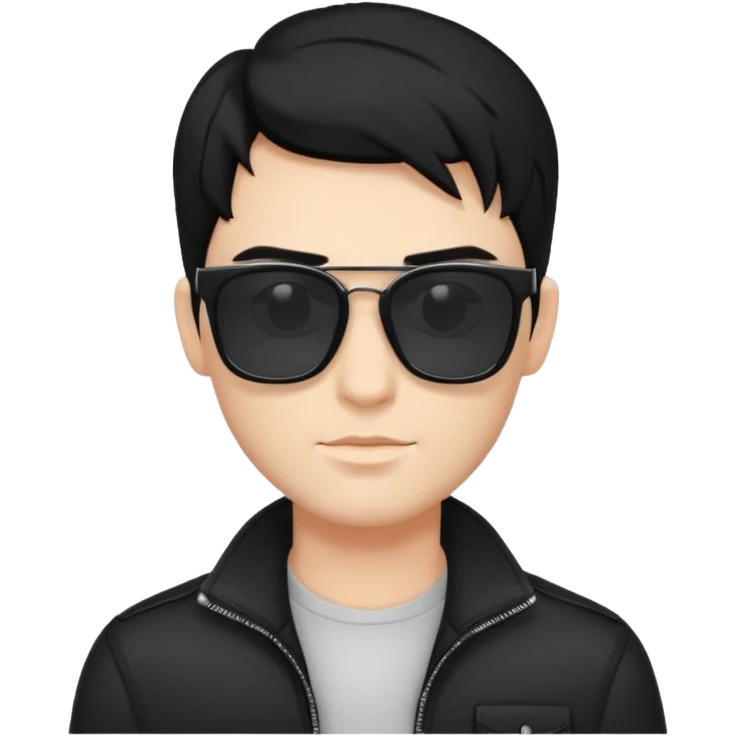 fair man with cool black hair with square dark shades emoji