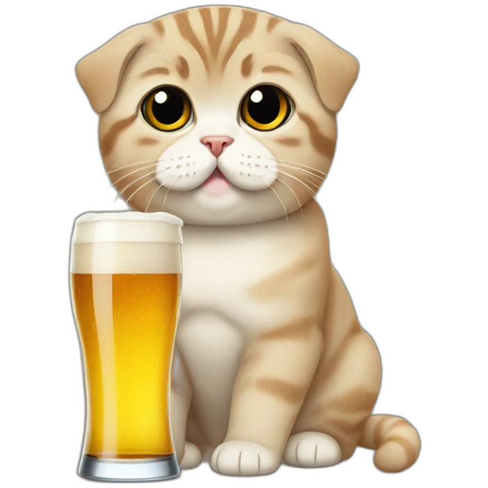 scottish fold drinking beer emoji
