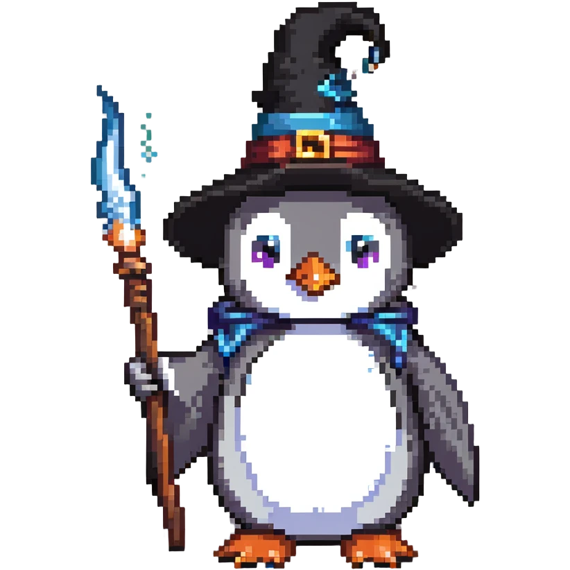 penguin wizard casting a frost spell emoji