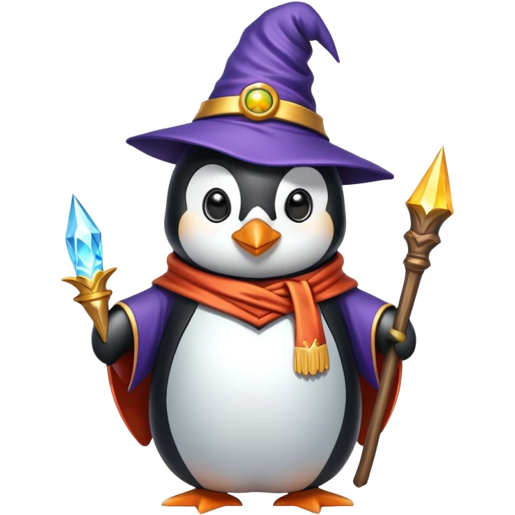 Penguin in wizard outfit emoji