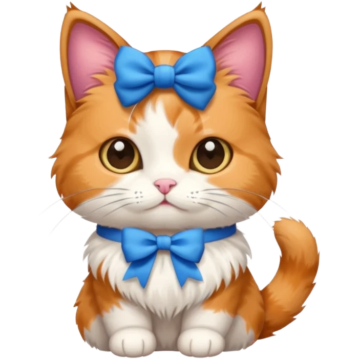 Cute Cat with blue bow emoji