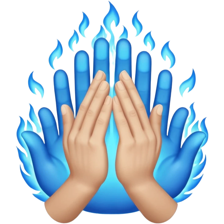 Prayer hands in blue fire  emoji