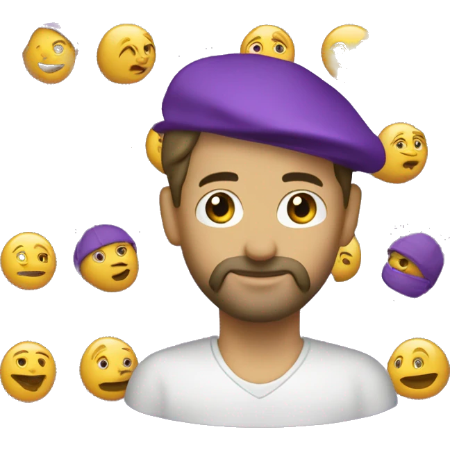 Homme cagouler avec cagoulet violet emoji
